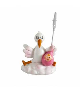 PINZA PORTAFOTOS CERÁMICA CIGÜEÑA ROSA