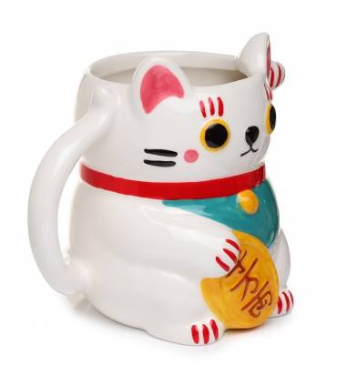 Gato de la Suerte Taza de Cerámica 3D
