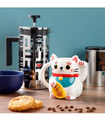 Gato de la Suerte Taza de Cerámica 3D