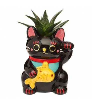 Maceta de Cerámica para Plantas - Gato de la Suerte
