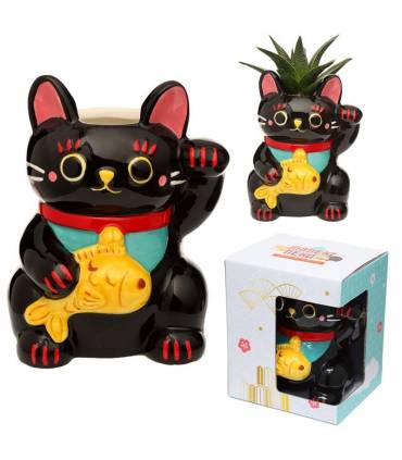 Maceta de Cerámica para Plantas - Gato de la Suerte