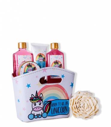 ESTUCHE Gel + Loción + Burbujas + Exfoliante + Esponja + Bolso