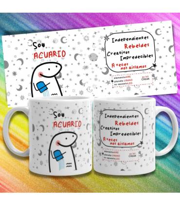 Taza Horoscopo ACUARIO  signo del zodiaco FLORKS