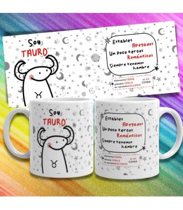 Taza Horoscopo TAURO signo del zodiaco FLORKS