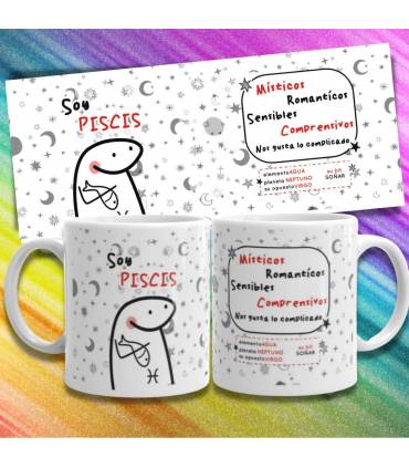 Taza Horoscopo PISCIS signo del zodiaco FLORKS
