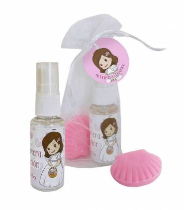 JABON Y BOTE COLONIA VAINILLA 30ML Y BOLSA CON TARJETA COMUNION