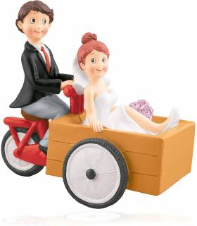 FIGURA NOVIOS EN TRICICLO CARETILLA