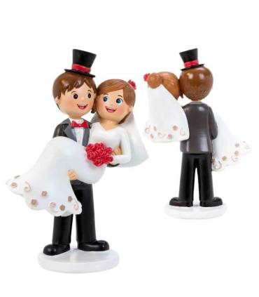 FIGURA NOVIOS EN BRAZOS 17 CM.
