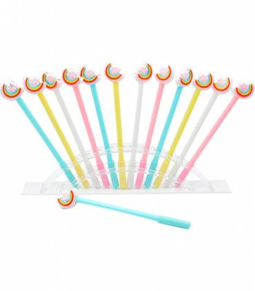 CAJA 12 BOLIGRAFOS ARCOIRIS Y HUELLA